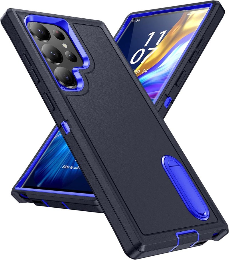 Fucozan for Samsung Galaxy S23 Ultra Case with Kickstand Case 3-Layer Military Grade Protective Case Cover Silicone Heavy Duty Rugged Shockproof for Galaxy S23 Ultra Phone Case (Navy+Blue) - Image 1